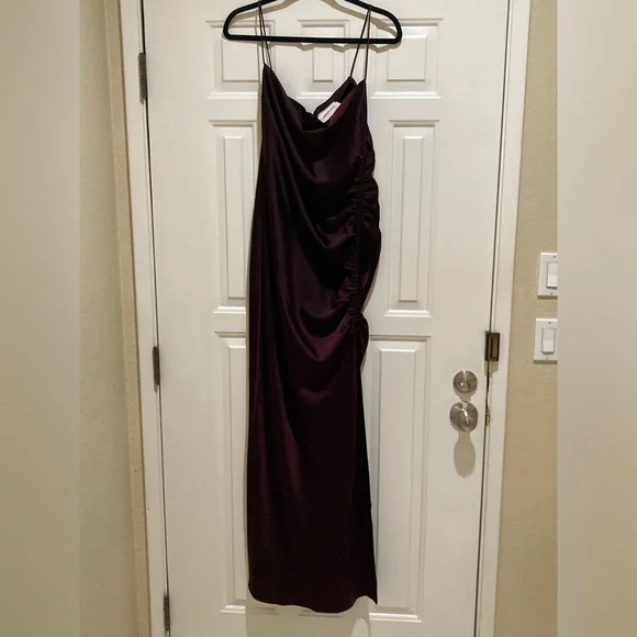 addison maxi dress Pink Prom Dress Addison Sqaure Neck Satin Maxi M (10)
